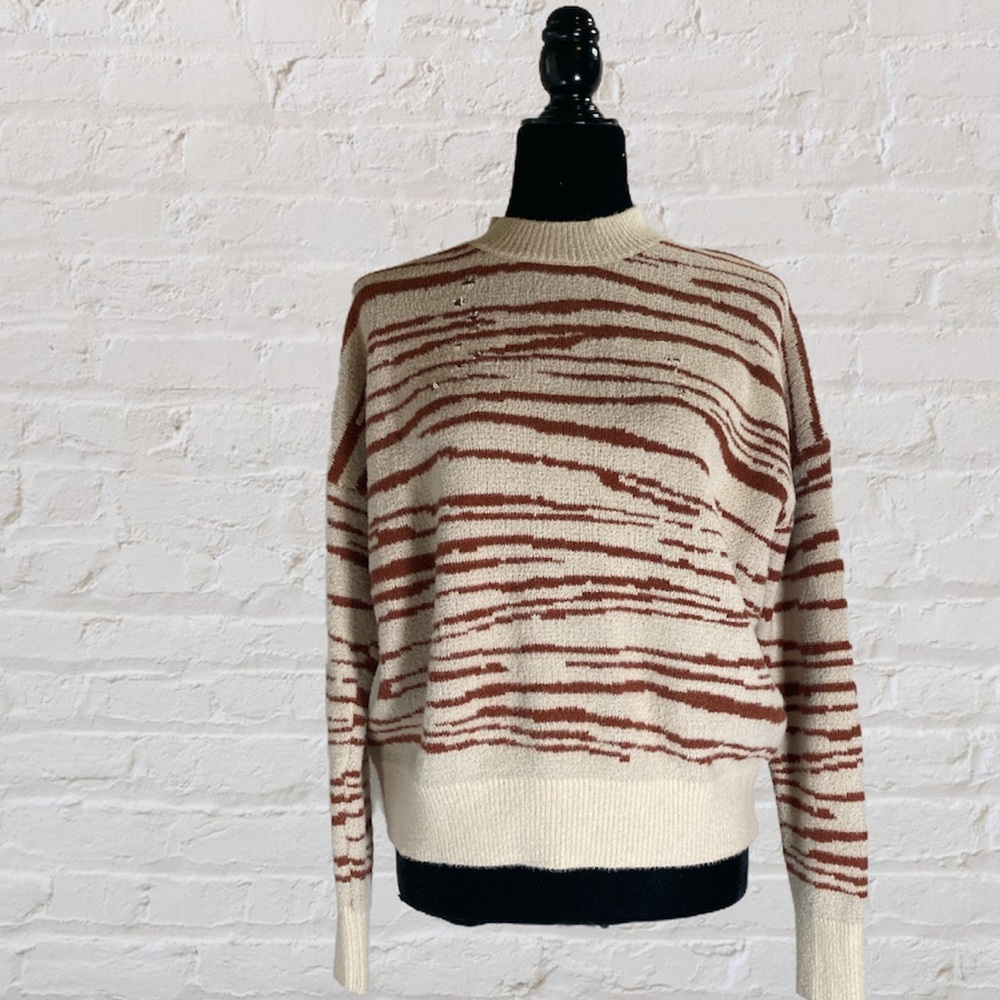 4SIENNA Distressed Rebecca Zebra Stripe Sweater.